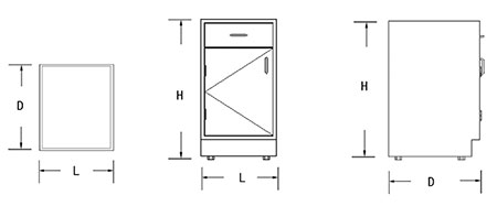  Gabinete bajo para laboratorio (1 puerta & 1 cajón) 