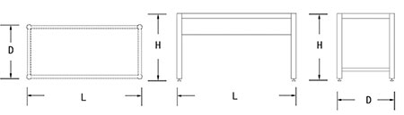  Mesa para laboratorio con bastidor tipo H (con piernas redondeadas) 